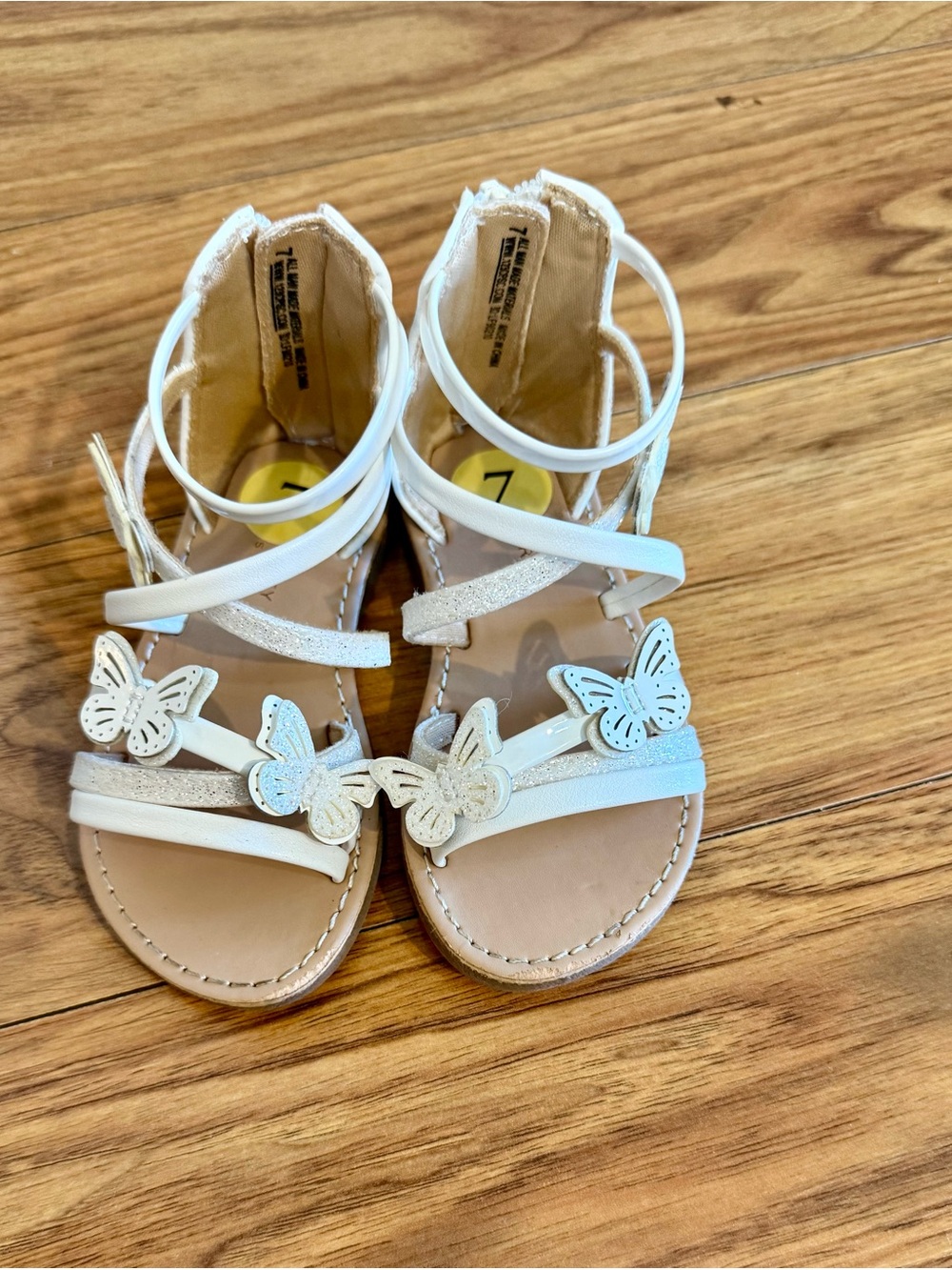 White Butterfly Strappy Kids Sandals